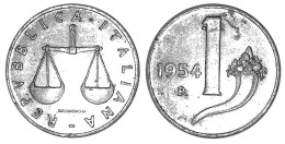 04689 MONETA REPUBLICA ITALIANA 1 LIRA 1954 - 1 Lire