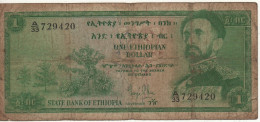 ETHIOPIA  1  Ethiopian Dollar   P18a  ( ND 1961 )    ( Emperor Haile Selassie I, Coffee Bushes + Arms At Back ) - Ethiopië