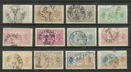 Sweden Schweden 1881-1895 = 12 Stamps From Michel 1 - 11 B (perf 13) O Dienstmarken Official Duty Tax - Servizio