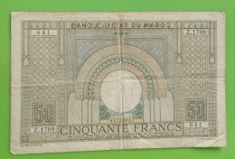 MAROC MOROCCO MARRUECOS MAROKKO BANQUE D'ETAT 50 FRANC 1947 - Marruecos