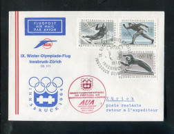 "OESTERREICH" 1964, AUA-Olympiade-Sonderflugbrief "Innsbruck-Zuerich" (5867) - First Flight Covers