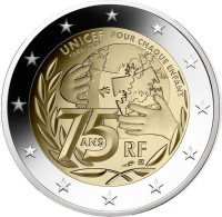 2 Euro Commemorative France 2021 75 Ans De L'UNICEF - Francia