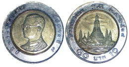 05431 MONETA THAILAND 10 BATH 2002 Rama IX, Re Di Thailandia / Tempio Dell'Alba, BangkoK Bimetallic - Thailand