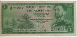 ETHIOPIA  1  Ethiopian Dollar   P18a  ( ND 1961 )    ( Emperor Haile Selassie I, Coffee Bushes + Arms At Back ) - Aethiopien