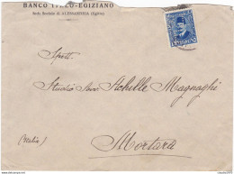 EGITTO - ALESSANDRIA - BANCO ITALO - EGIZIANO - BUSTA VIAGGIATA PER MORTARA(PV) 1957 - FRANCOBOLLO PERFIN - Storia Postale