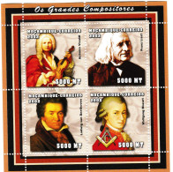 101 - FRANC-MAÇONNERIE (MASONIC) : MOZAMBIQUE 2002 : MOZART : Feuillet Maçonnique - Massoneria