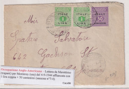 OCC. ANGLO-AMERICANA LETTERA DA MARETTIMO  PER  MONTEREY USA 4-9-1944 - Occ. Anglo-américaine: Sicile