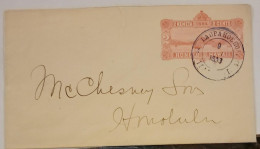 O) 1893 HAWAII, LAUPAHOEHO, POSTAL STATIONERY CIRCULATED TO HONOLULU,  DOUBLE CIRCLE DATE STAMP, SCARSE - Hawaii