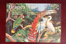 BRESIL 1988 Bloc 2v Neuf MNH ** Mi Bl 76 Pájaro Bird Pássaro Vogel Ucello Oiseau  BRASIL BRAZIL BRAZILIEN - Parrots