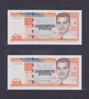 CUBA 200 PESOS 2021 SC/UNC, Pareja Consecutiva - Kuba