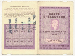 FRANCE - Carte D'électeur X2 1985/1986 - Mairie De Cassis (B Du R) Et Mairie D'Aix En Provence (B Du R) - Historische Dokumente