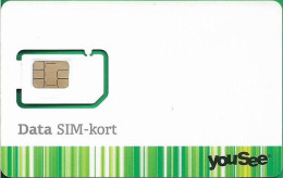 Denmark - YouSee - Data SIM-Kort (White, Barcode Left) GSM SIM6 Mini-Micro-Nano, Mint - Dänemark