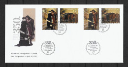 2021 Joint Bosnia Hercegovina / Mostar And Croatia, MIXED FDC WITH 2+2 STAMPS: Saints - Joint Issues