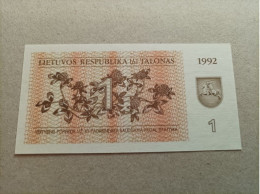 Billete De Lituania De 1 Talona, Año 1992, UNC - Lithuania