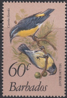 S00144/ Barbados 1979 SG (633b)  60c Yellow Breasted (Birds) MNH - Barbados (1966-...)