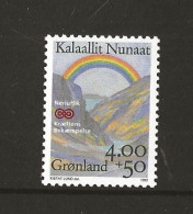 Greenland 1992  Fighting Cancer.,  Landscape With Rainbow, Emblem. Mi 228 MNH(**) - Gebruikt