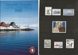 Greenland 1992  Complete Original Year Set - Face Value DKK 130.45. Mi 223-229 MNH(**) - Gebraucht