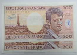 2x 200 FRANC - JEAN-PAUL BELMONDO - Matej Gabris Note UNC A.01 + B.01 - Autres - Europe