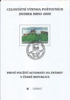 Commemorative Sheet Czech Republic 2000 Introduction Of The "FRAMA" Stamps - Machine Labels [ATM]