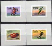 Tchad 1976, Olympic Games In Innsbruk, Overprinted Winners, Skiing, Ice Hockey, Skating, 4Blocks De Luxe IMPERFORATED - Patinage Artistique