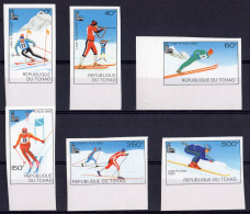 Tchad 1979, Olympic Games In Lake Placid, Skiing, 6val IMPERFORATED - Winter 1980: Lake Placid