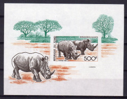 Tchad 1985, Animals, Rhino, BF IMPERFORATED - Neushoorn