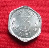 India 3 Paise 1967 C KM# 14.1 *V2T Calcutta Mint Inde Indien Indies Paisa - Inde