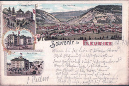 Souvenir De Fleurier NE, Litho 4 Vues (13.7.1898) - Fleurier