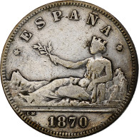 Espagne, Provisional Government, 2 Pesetas, 1870, Madrid, Argent, TB+, KM:654 - First Minting