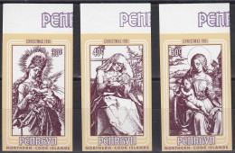 PENRHYN 1981 Christmas, IMPERFORATE Set Of 3 MNH - Gravures