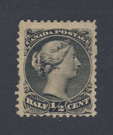 Canada Large Queen Stamp #21-1/2c Mint No Gum F/VF HR Guide Value = $100.00 - Neufs