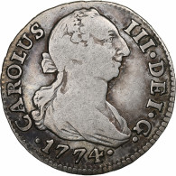 Espagne, Charles III, 2 Reales, 1774, Séville, Argent, TB+, KM:412.2 - Eerste Muntslagen