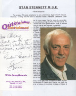 Stan Stenett Crossroads Hand Signed Letter Photo & CV Bundle - Actors & Comedians
