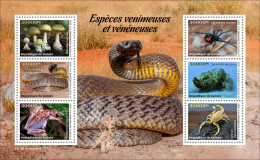 GUINEA GUINEE 2023 - M/S 6V - TOXIC SPECIES - MUSHROOMS MUSHROOM FROGS FROG SNAKES SNAKE SPIDERS SCORPIONS FISH - MNH - Rane