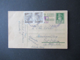 Jugoslawien Ausgabe 1945 Verwendet 1947 Mit Violettem Stempel Und 2x ZuF Nach Mönchevahlberg Post Dettum - Briefe U. Dokumente