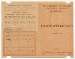 FRANCE / ALGERIE - Carte D'électeur X2 1959 - Algérie - Ville D'Alger, Salle Des Fêtes - (Couple) - Historical Documents