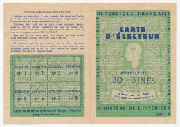 FRANCE - Carte D'électeur X2 1967 - Gard, Ville De Nîmes Et Hérault, Ville De Béziers - Historical Documents