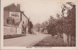 89 - YONNE SERGINES ROUTE DE SENS ET GARAGE BLIN (publicité SHELL) - Sergines