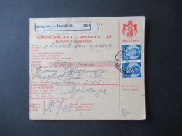 Jugoslawien 1938 König Peter II MeF Paketkarte Stempel Und Zettel Jagodina Rücks. Weitere Stempel / Violette Stempel - Cartas & Documentos