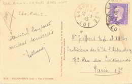 DULAC 1F LILAS SEUL SUR CPA ROCAMADOUR 5 MOTS CAHORS 18/8/1945 POUR PARIS - 1944-45 Marianne Of Dulac