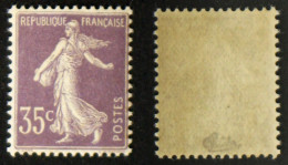 N° 136 35c Violet Chiffre Maigre Neuf N** TB  Cote 450€ Signé Calves - 1906-38 Semeuse Camée