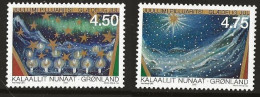 Greenland 2000 Christmas. Starry Sky, Candles,  Starry Sky, Waves Mi 359-360 MNH(**) - Unused Stamps