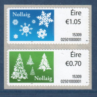 EIRE Ireland Irlande, **, Yv D 63, D 64, Mi ATM 63, ATM 64, SG M 59, M 60, Noël 2015, Flocons De Neige, Sapin, - Franking Labels