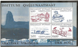 Greenland 2001 Arctic Vikings (III), Catch In The Sheetipelago, Nature Returns  Mi 361-364 In Bloc 20  MNH(**) - Unused Stamps