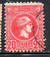 GREECE GRECIA HELLAS 1889 1891 1895 HERMES MERCURY MERCURIO LEPTA 20l USED USATO OBLITERE' - Gebraucht