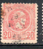 GREECE GRECIA ELLAS 1889 1891 1895 HERMES MERCURY MERCURIO LEPTA 20L USATO USED OBLITERE' - Oblitérés