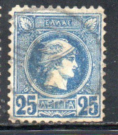 GREECE GRECIA ELLAS 1889 1891 1895 HERMES MERCURY MERCURIO LEPTA 25L USATO USED OBLITERE' - Gebraucht