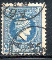 GREECE GRECIA ELLAS 1889 1891 1895 HERMES MERCURY MERCURIO LEPTA 25L USATO USED OBLITERE' - Used Stamps