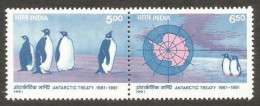 India 1991 Antarctic Treaty Se-tenant Mint MNH Good Condition (PST - 25) - Neufs
