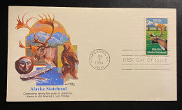 USA 1984 Alaska Statehood Hirsch, Bär Mi. 1670, Scott 2066 FDC Schmuckkuvert - Storia Postale